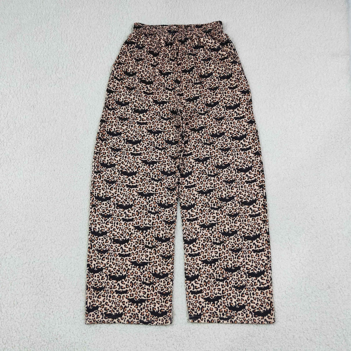 P1129 Halloween Bats Leopard Women Adult's Wide Leg Pants