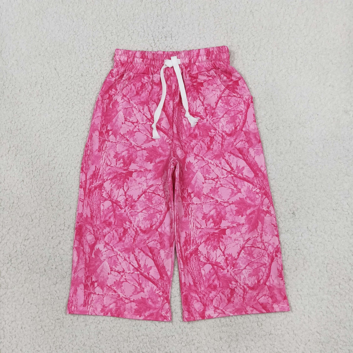 P1137 Hunting Leaves Rose Red Girls Wide Leg Pants
