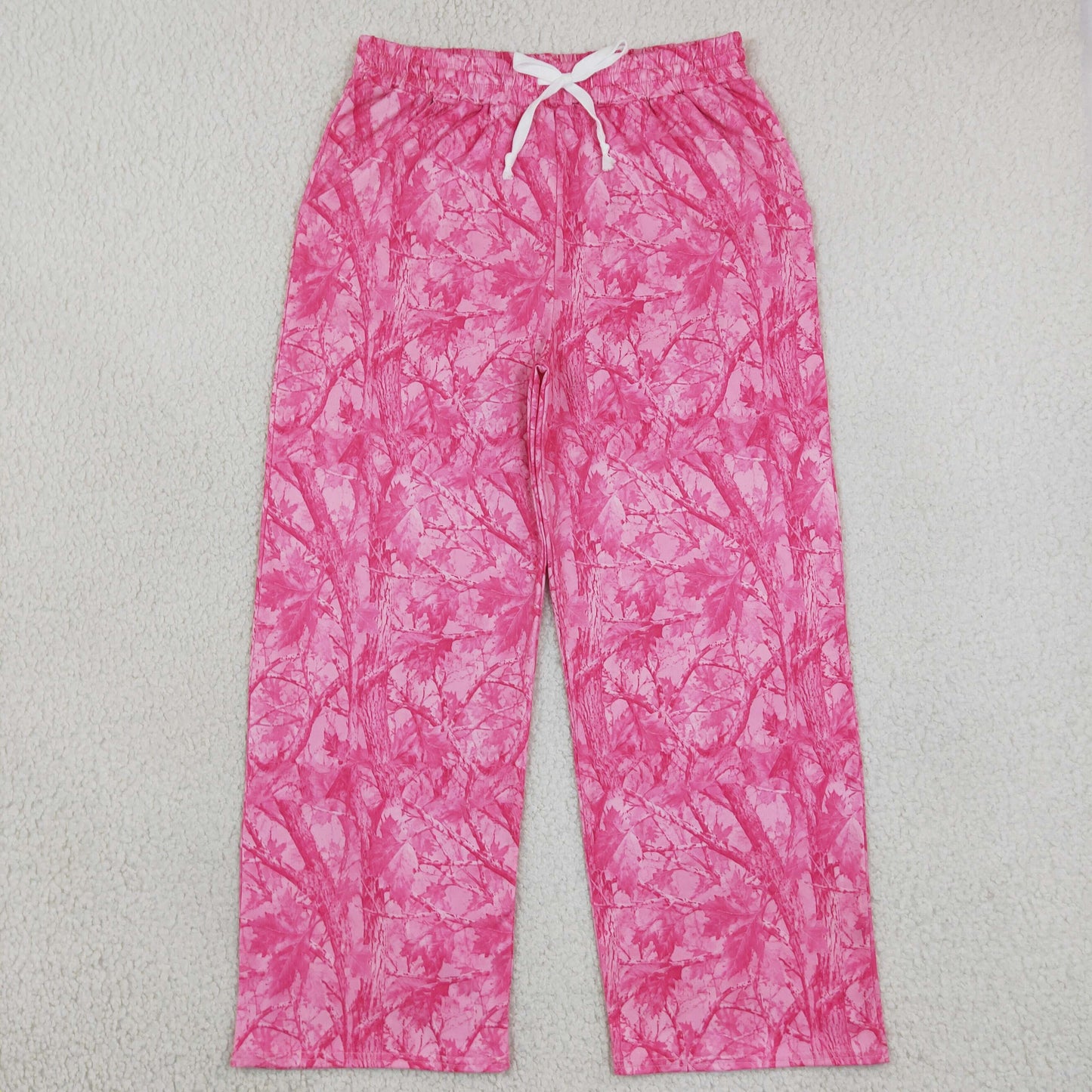 P1138 Hunting Camo Leaves Rose Red Women Adult's Wide Leg Pants