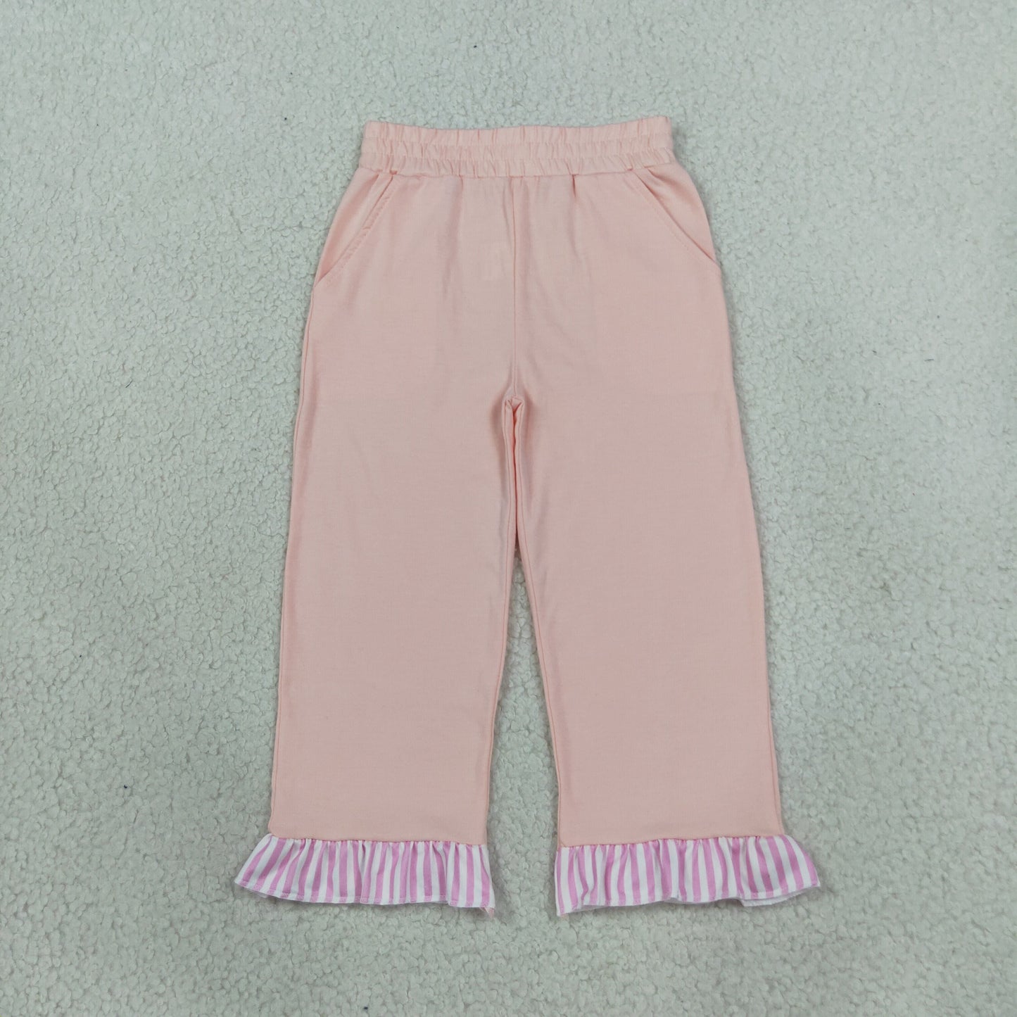 P1151 Pink Stripe Ruffles Girls Pants