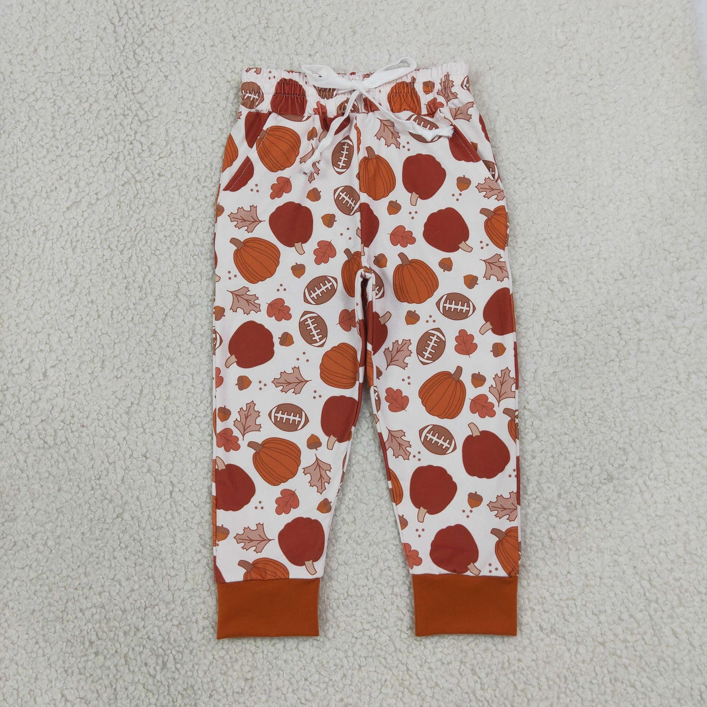 P1197 Fall Pumpkin Football Print Boys Pants