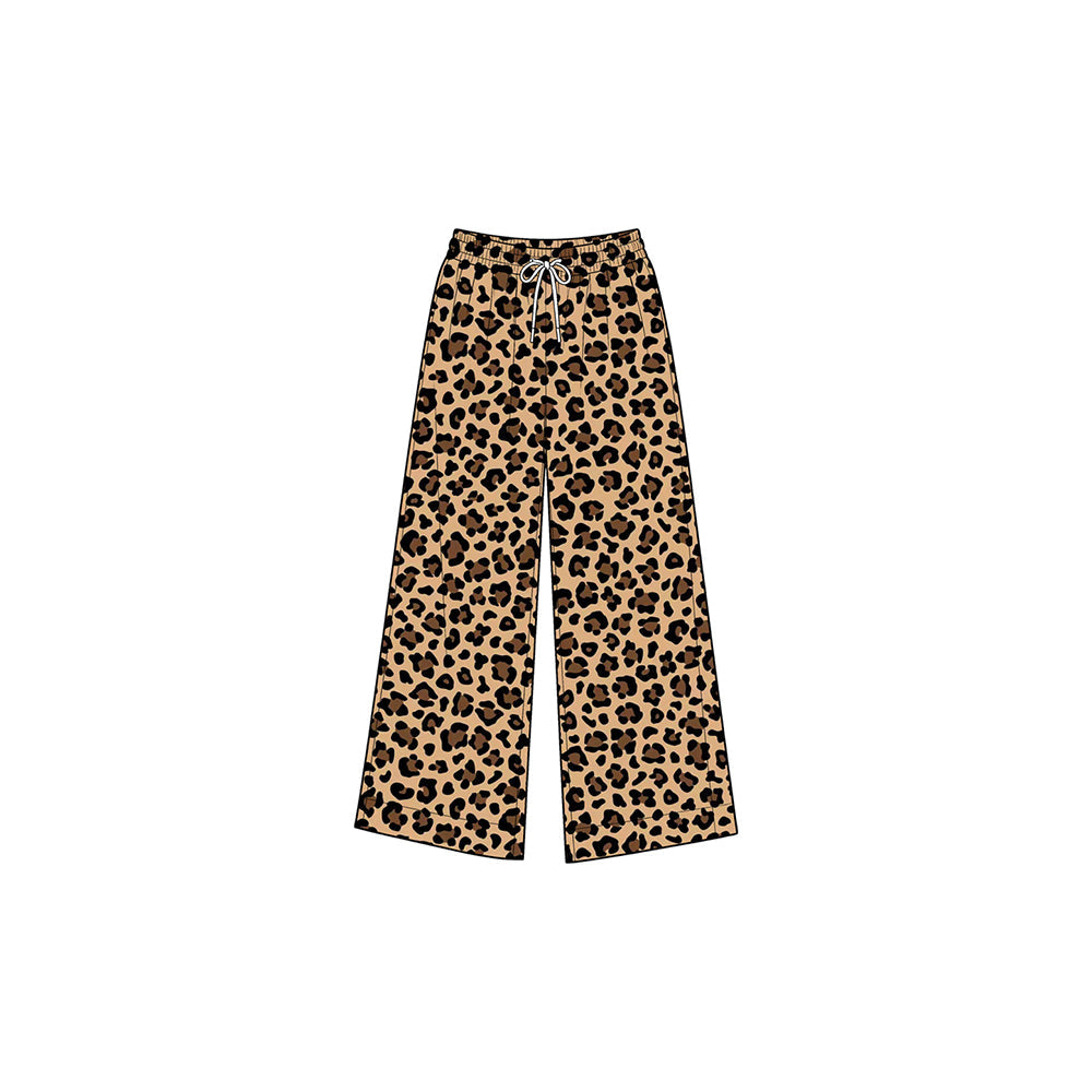 Preorder MOQ 5 pcs Each Style Fashion Leopard Print Girls Wide Leg Pants
