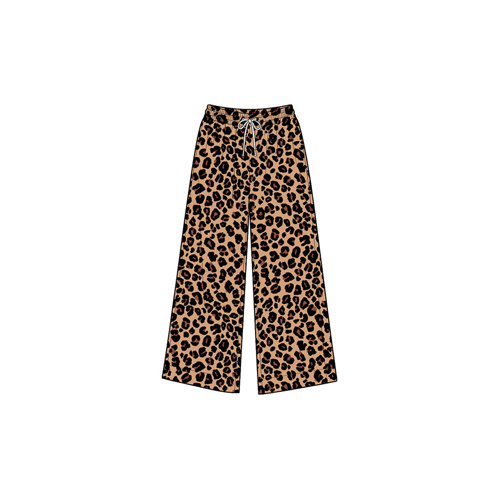 Preorder MOQ 5 pcs Each Style Fashion Leopard Print Girls Wide Leg Pants
