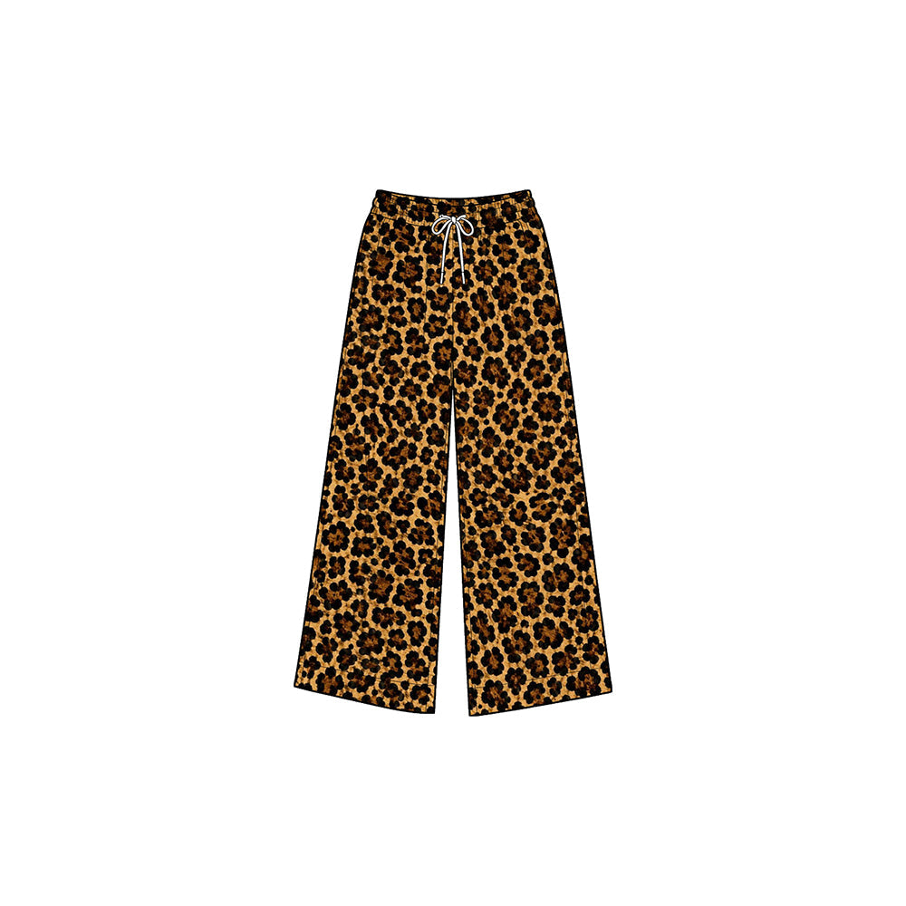Preorder MOQ 5 pcs Each Style Fashion Leopard Print Girls Wide Leg Pants