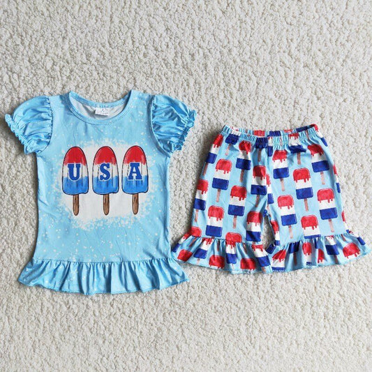 July 4 Blue ice cream Girls suit