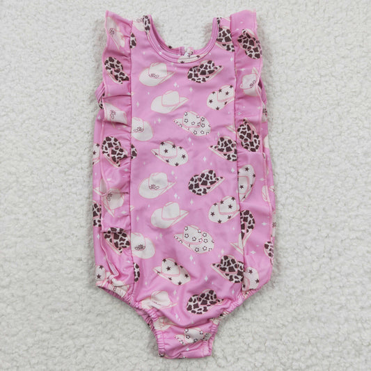 Pink Leopard  Hat Swimsuit