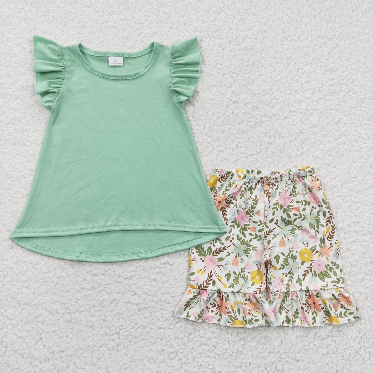 Green Flowers Summer Girls Set