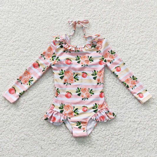 Flowers One pc girls summer Swimsuit