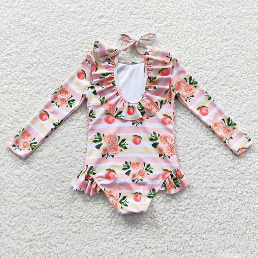 Flowers One pc girls summer Swimsuit