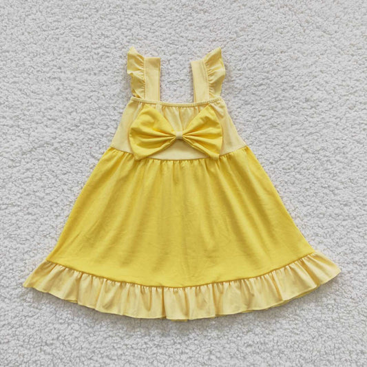 Yellow With Bow Girls Dress