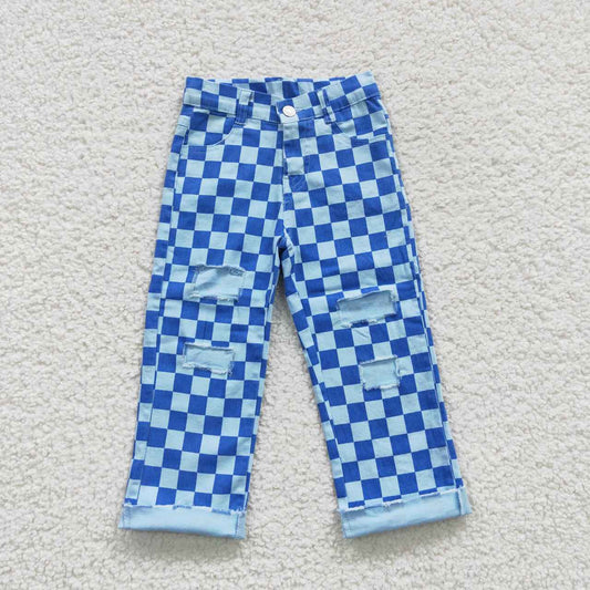 Blue Plaid Leggings Pants Jean