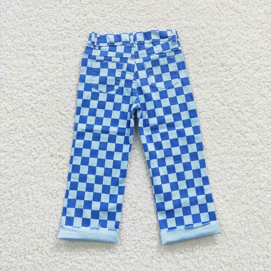 Blue Plaid Leggings Pants Jean