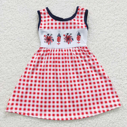 Red Embroidery July Of 4th Girls Dress