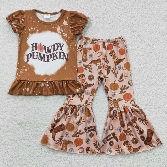 Halloween Pumpkin Bell Pants Girls Set
