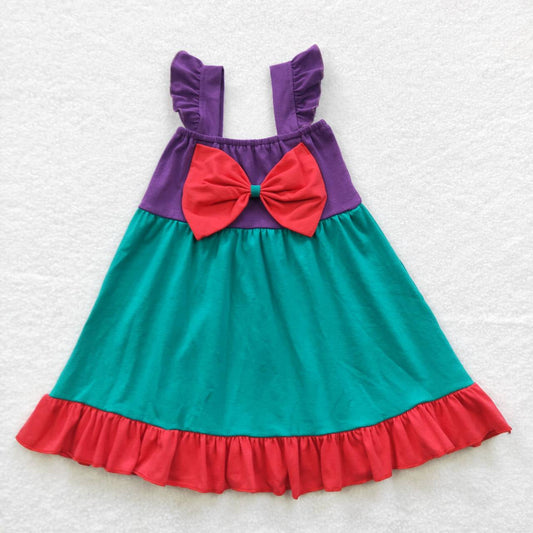 Purple Blue With Bow Girls Dress