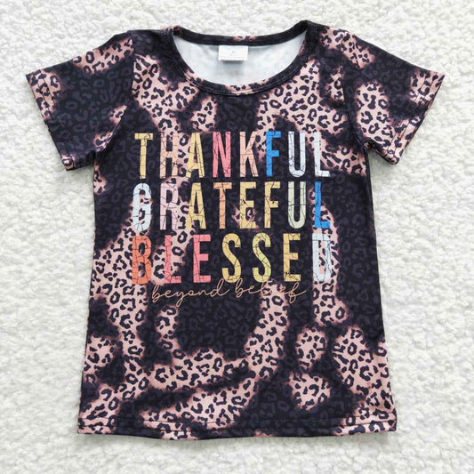 thankful Grateful Leopard Short Shirt