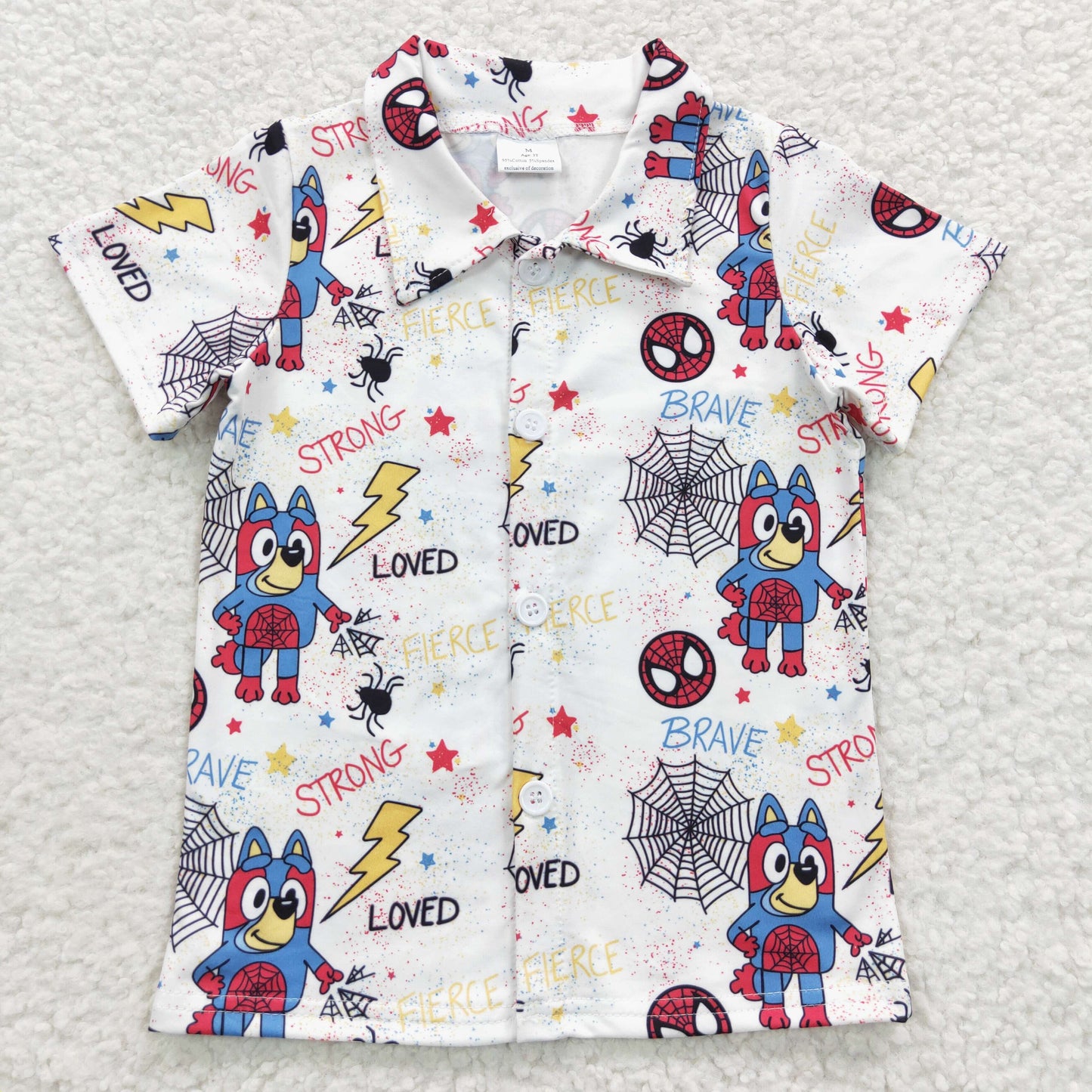 Halloween Cartoon With Button Boy Shirt