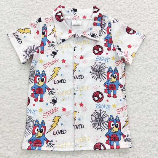 Halloween Cartoon With Button Boy Shirt