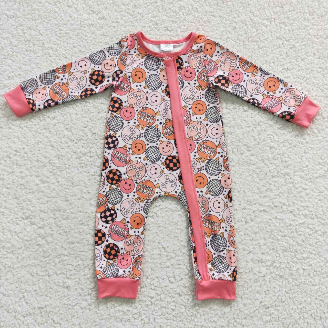 Pink Smile Baby Romper With zipper