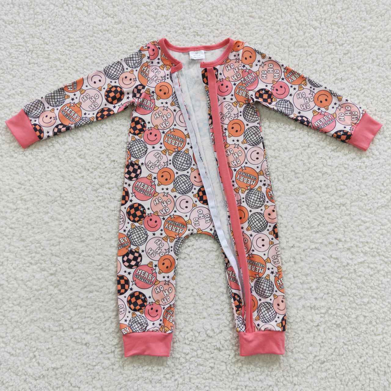 Pink Smile Baby Romper With zipper