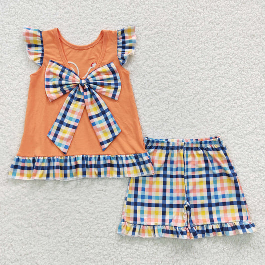 Embroidered Chicken Yellow PlaidSummer Set