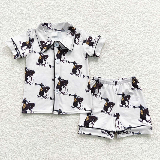 Cowboys Horse Short Sleeve Short Pajamas