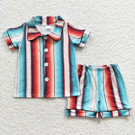 Western Stripe Short Sleeve Short Pajamas