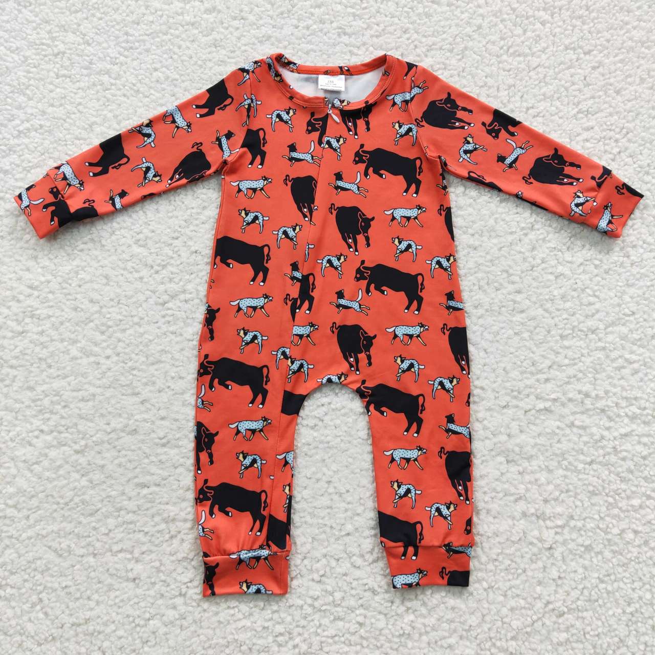 Red Cow Baby Romper With zipper