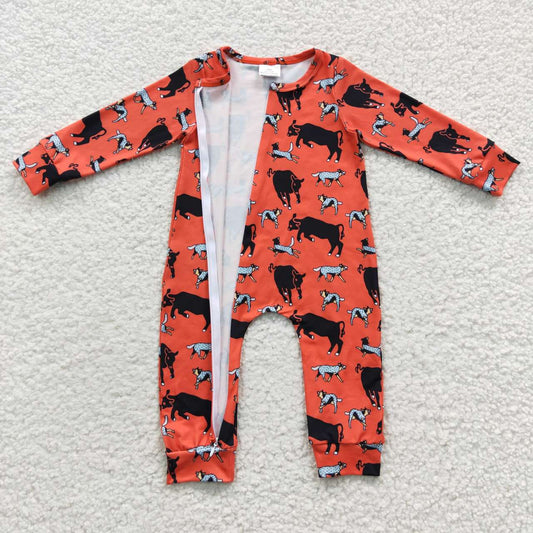 Red Cow Baby Romper With zipper