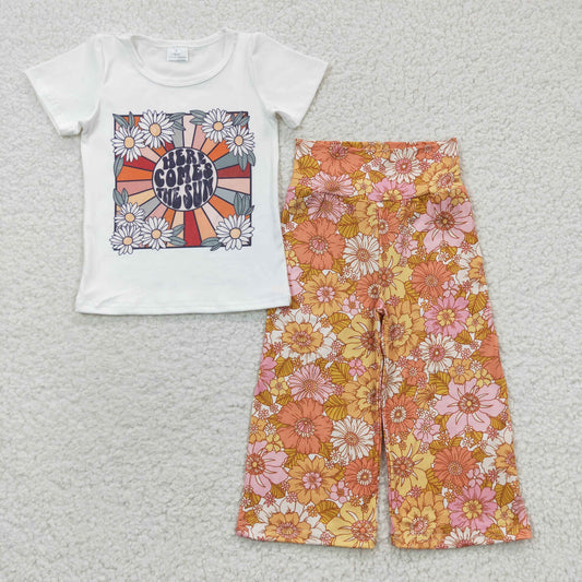 Here Comes The Sun White  Flowers Girls Outfits