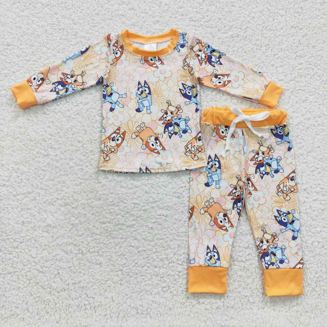 Yellow Cartoon long Sleeve Pajamas Outfit