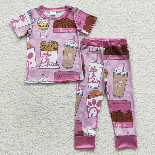 cookie Print Short Sleeve Pants Pajamas