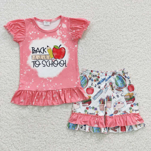 Back To School Pink Apple Short Summer Set