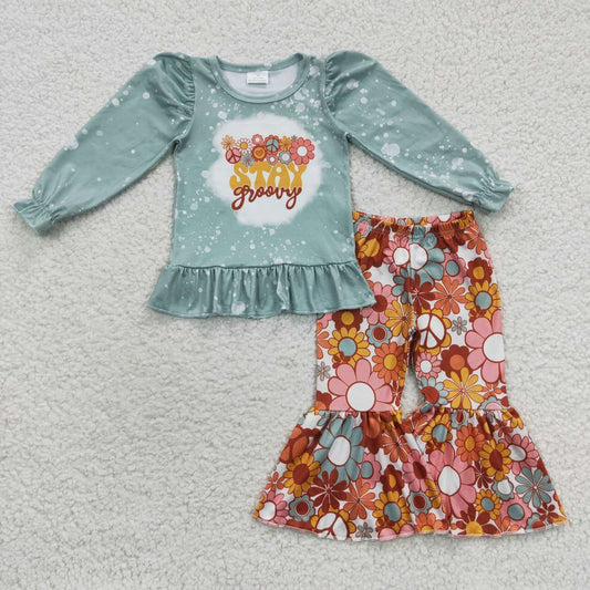 Fall Outfits Stay flower Girls Set