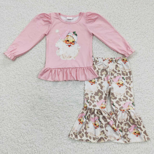 Christmas Santa Claus Leopard Print Girls Set