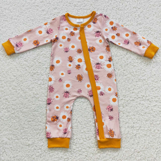 Daisy Print Baby Romper With zipper