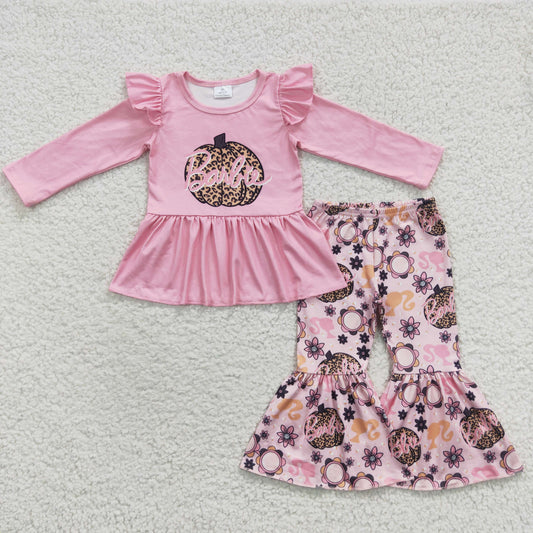 Fall Outfits Pink Pumpkin Girls Set
