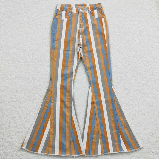 Adult Orange Gray White Bell-bottom jeans