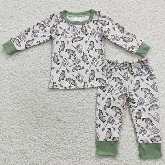 Green Fish Print Pajamas