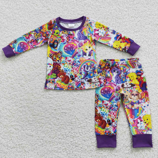 Purple cartoon long-sleeved Pants pajamas