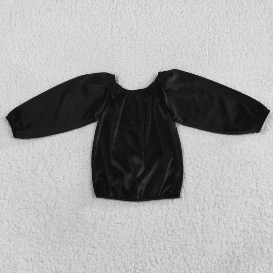 Black Velvet Ruffle Girls Top