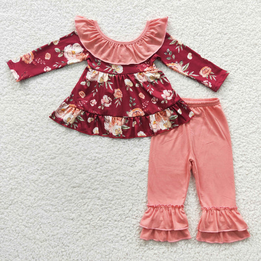 Fall Outfits Floral Girls Set