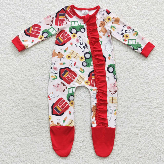 Farm Animal Home Baby Romper With zipper