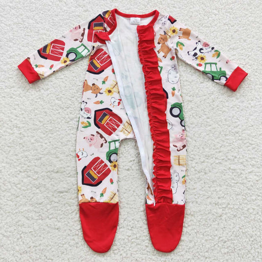 Farm Animal Home Baby Romper With zipper