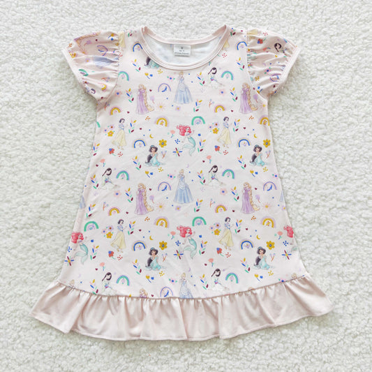 Pink Princess Cartoon Short Sleeves Dress