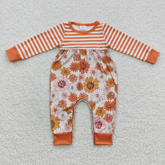 Orange Floral Baby Romper