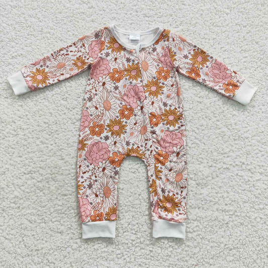 Floral Baby Romper With zipper