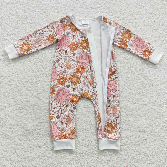 Floral Baby Romper With zipper