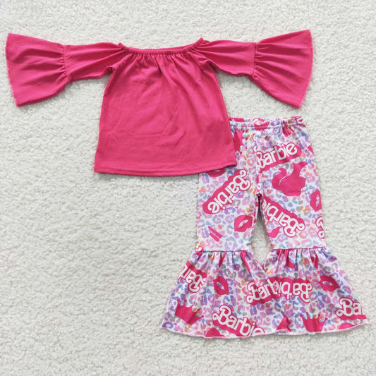Fall Outfits Pink Cartoon Girls Set