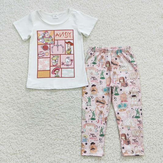 Cartoon Sleeve Pants Girls Set